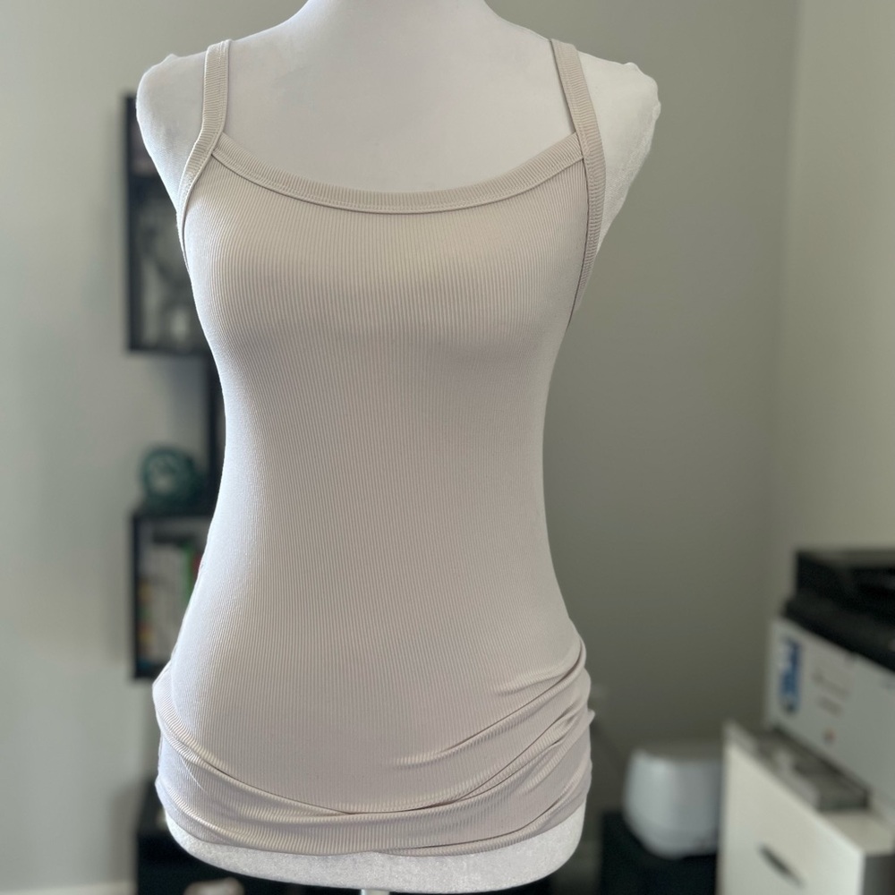 No Boundaries Ribbed Tank Top in Light Beige